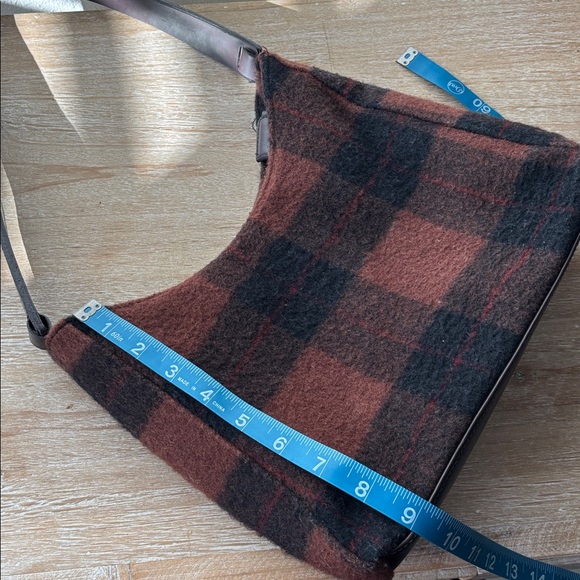 Vintage Plaid Wool Shoulder Bag - Brown and Black - Picture 15 of 16